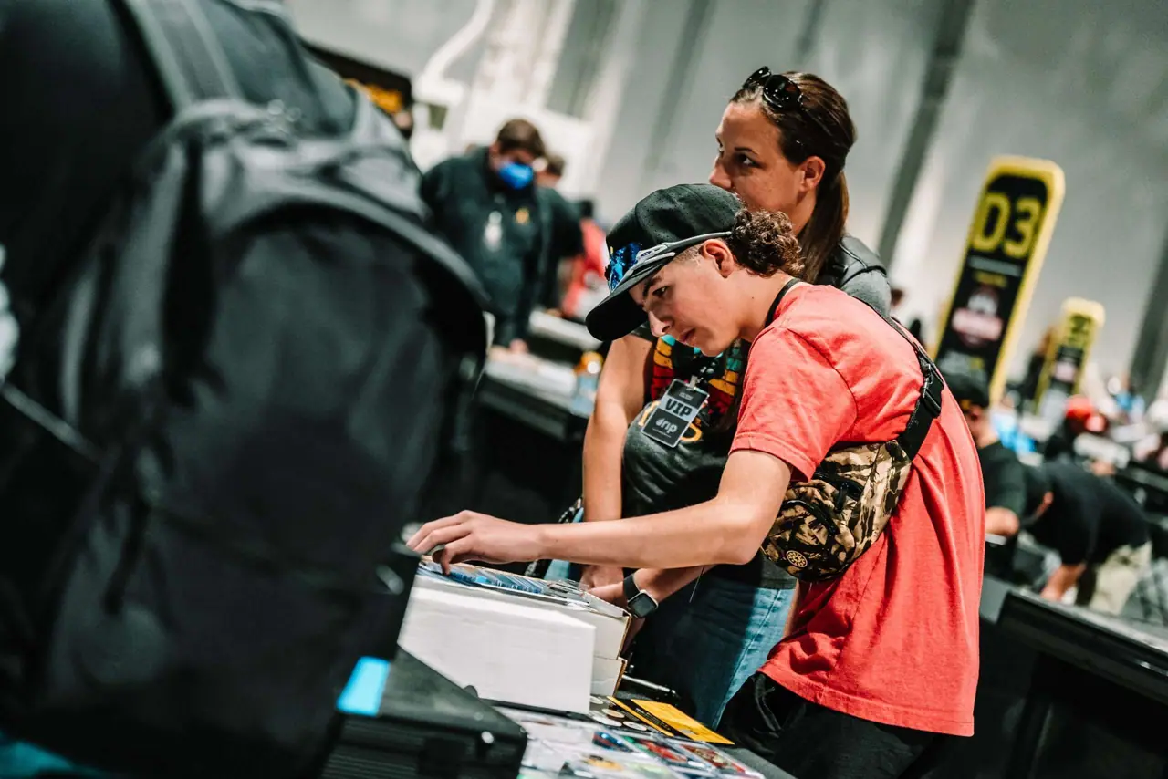 Collectors and vendor tables at a past Las Vegas Card Show