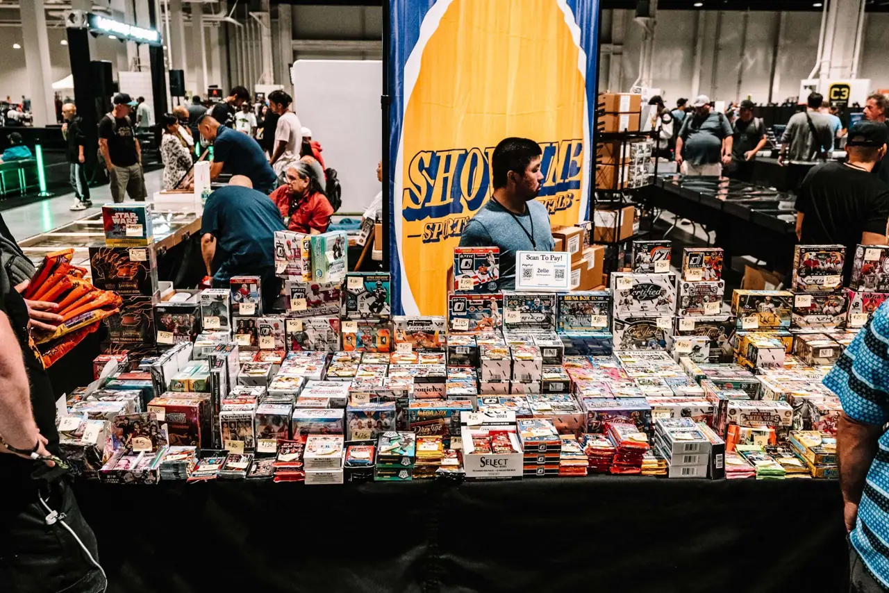 Collectors and vendor tables at a past Las Vegas Card Show