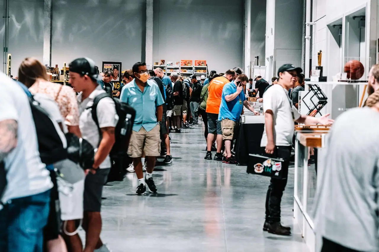 Collectors and vendor tables at a past Las Vegas Card Show