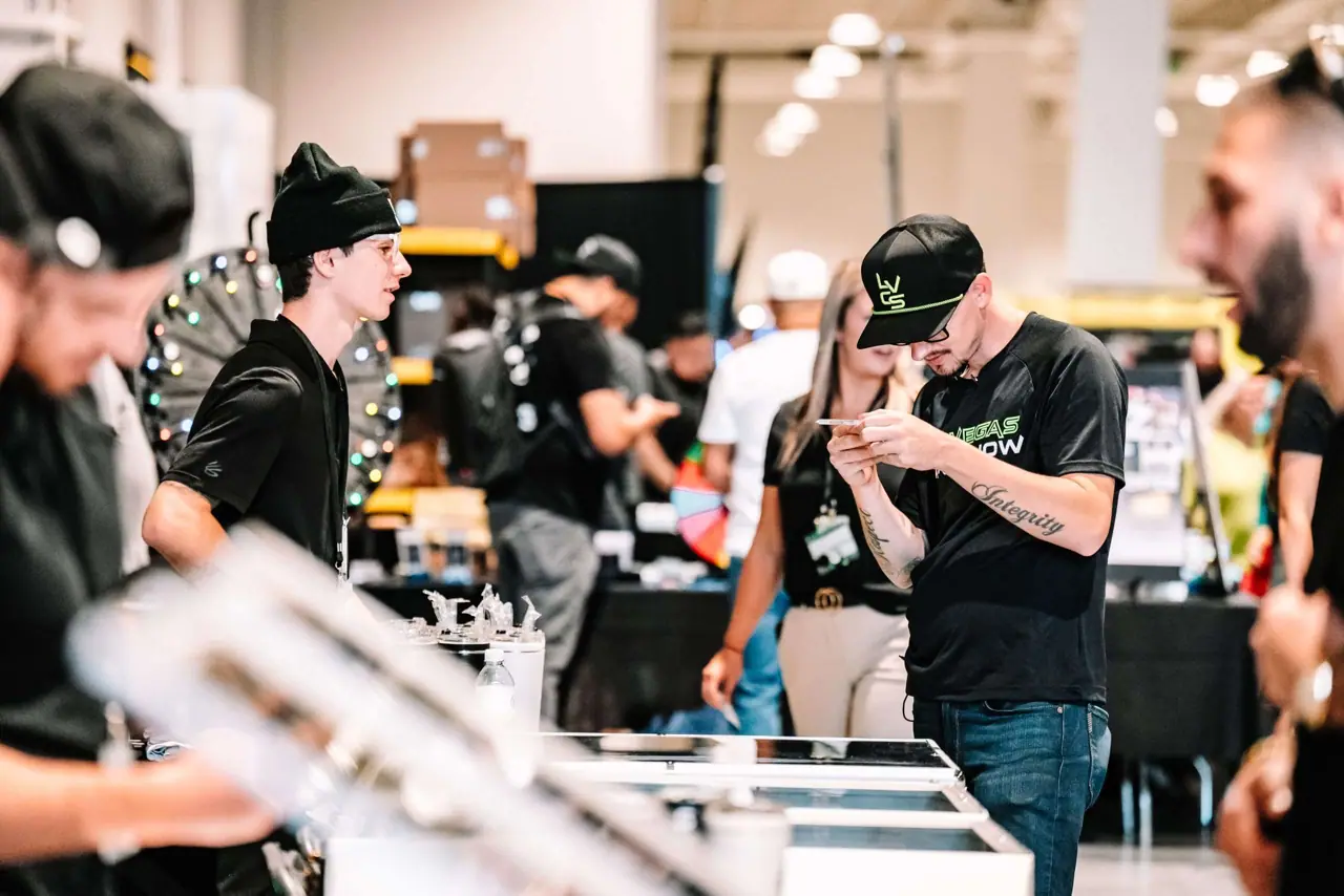 Collectors and vendor tables at a past Las Vegas Card Show