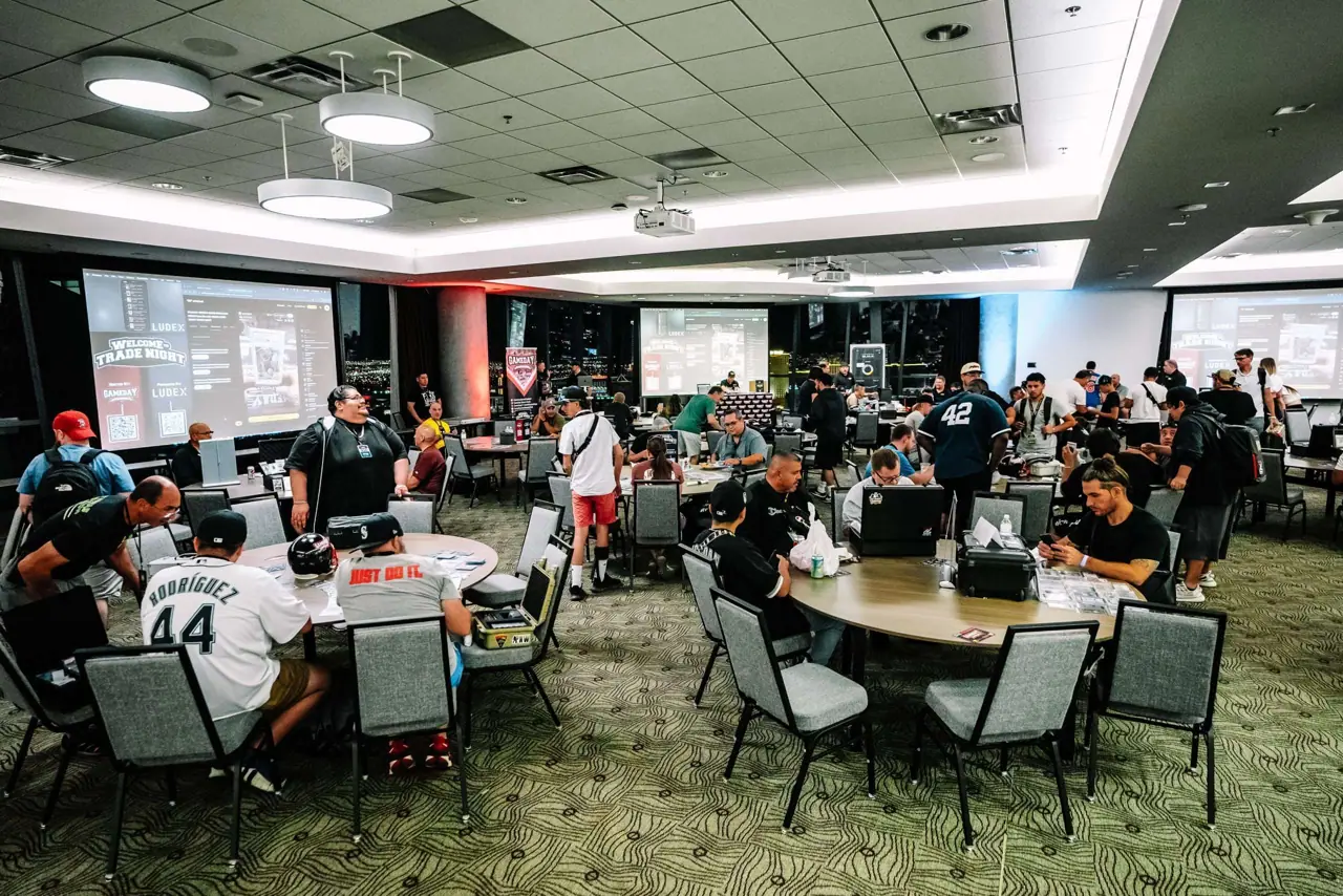 Collectors and vendor tables at a past Las Vegas Card Show