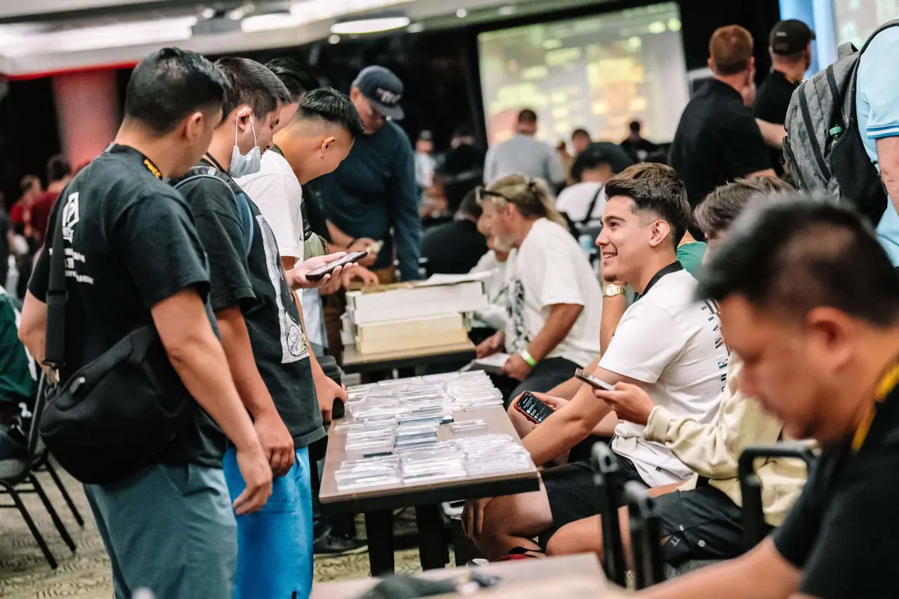 Collectors and vendor tables at a past Las Vegas Card Show