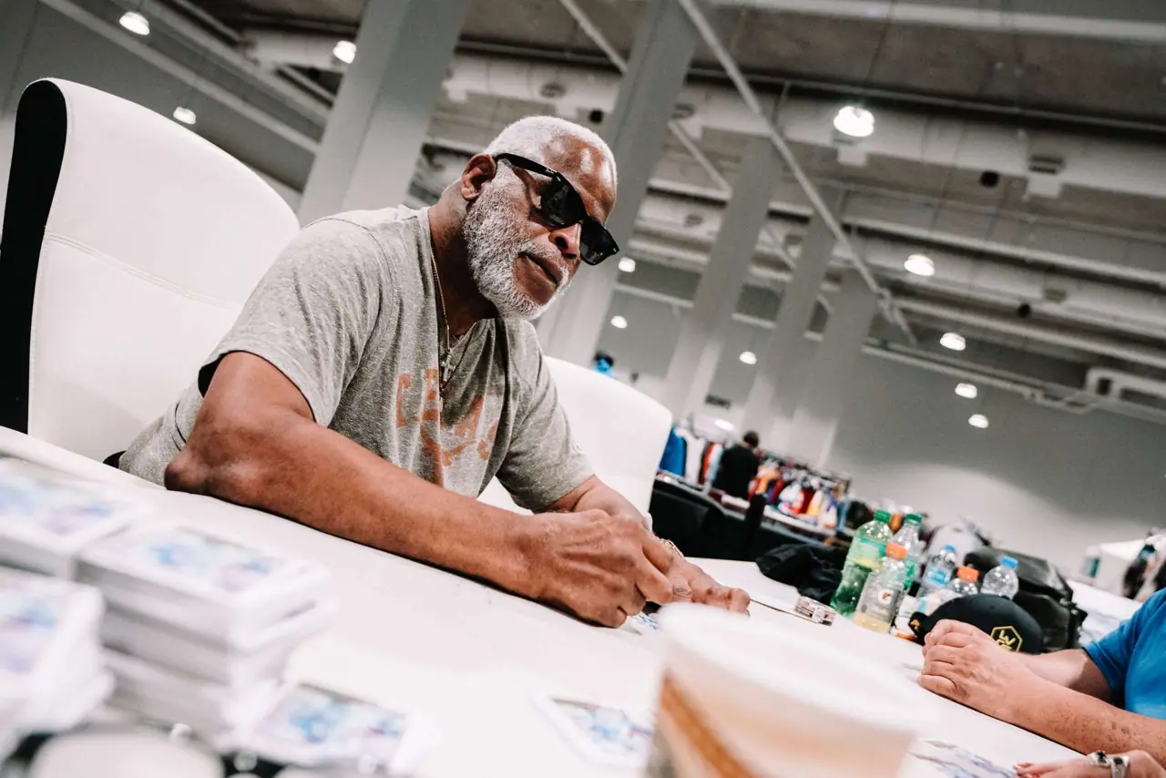 Collectors and vendor tables at a past Las Vegas Card Show